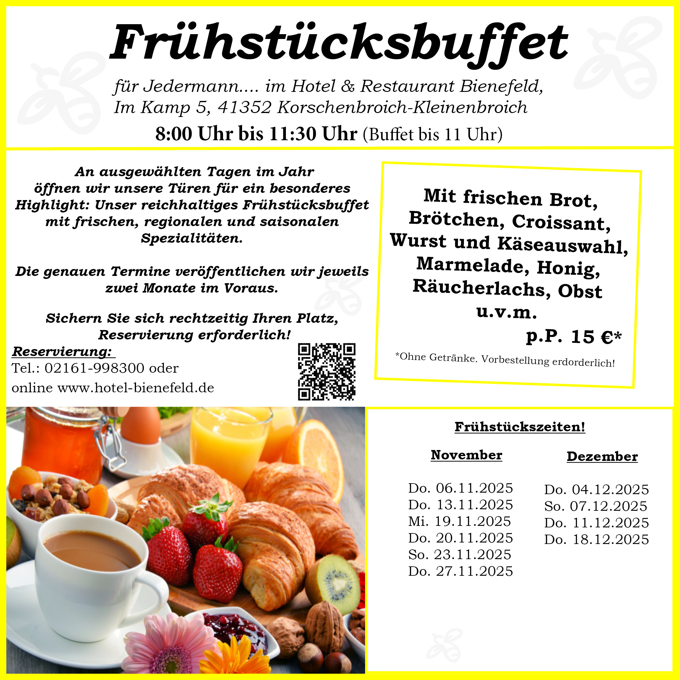 Frühstücksangebot November und Dezember