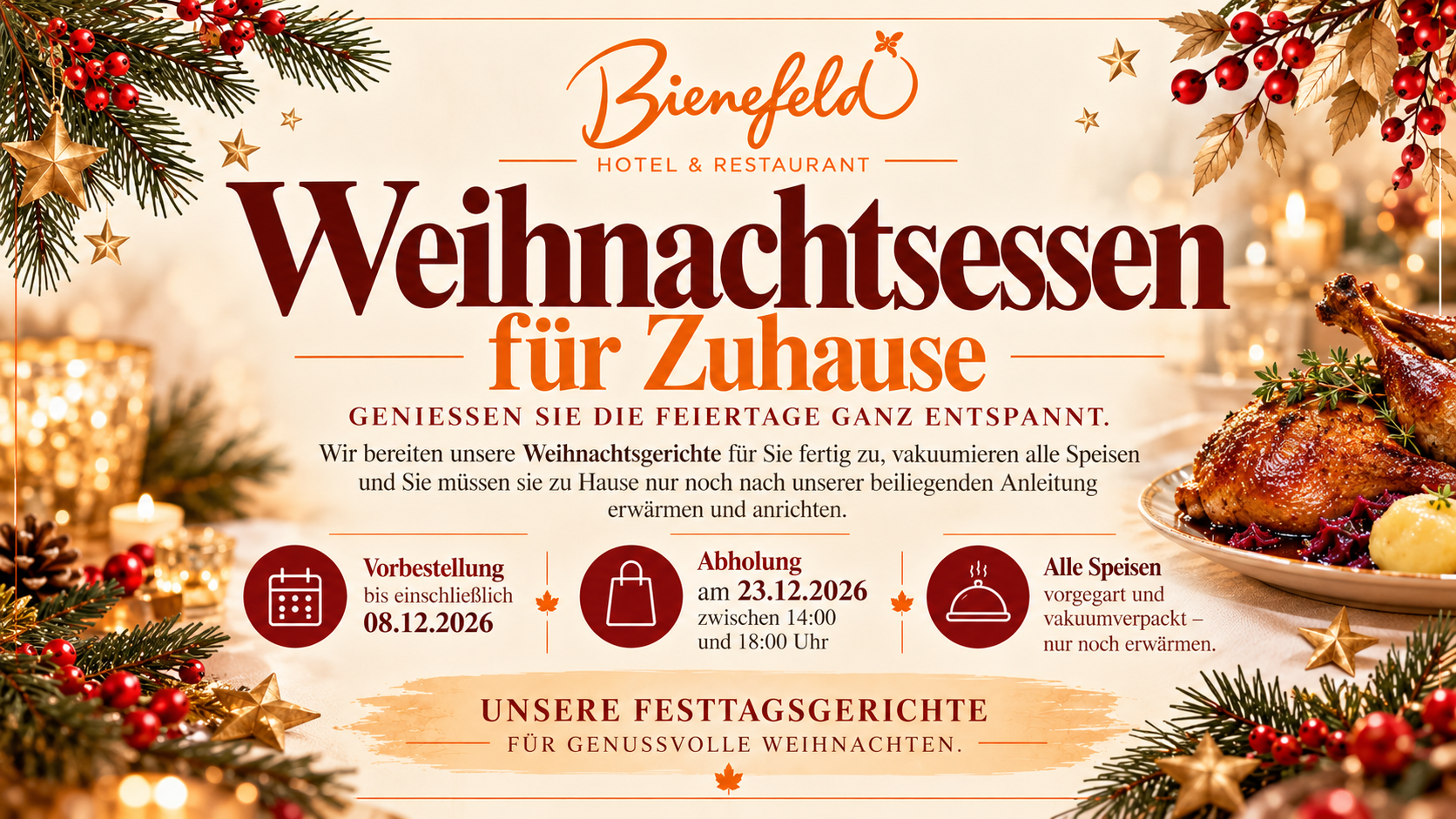 Weihnachtsessen für zu Hause Restaurant Bienefeld Korschenbroich